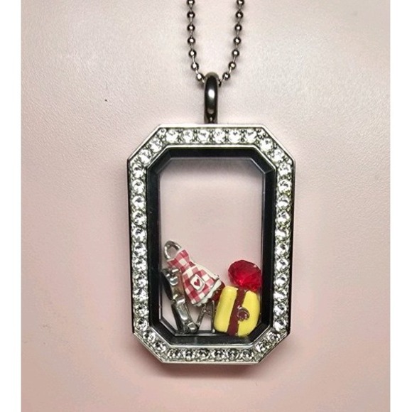 Origami Owl Silver Locket Necklace with Floating Charms - Picture 1 of 9